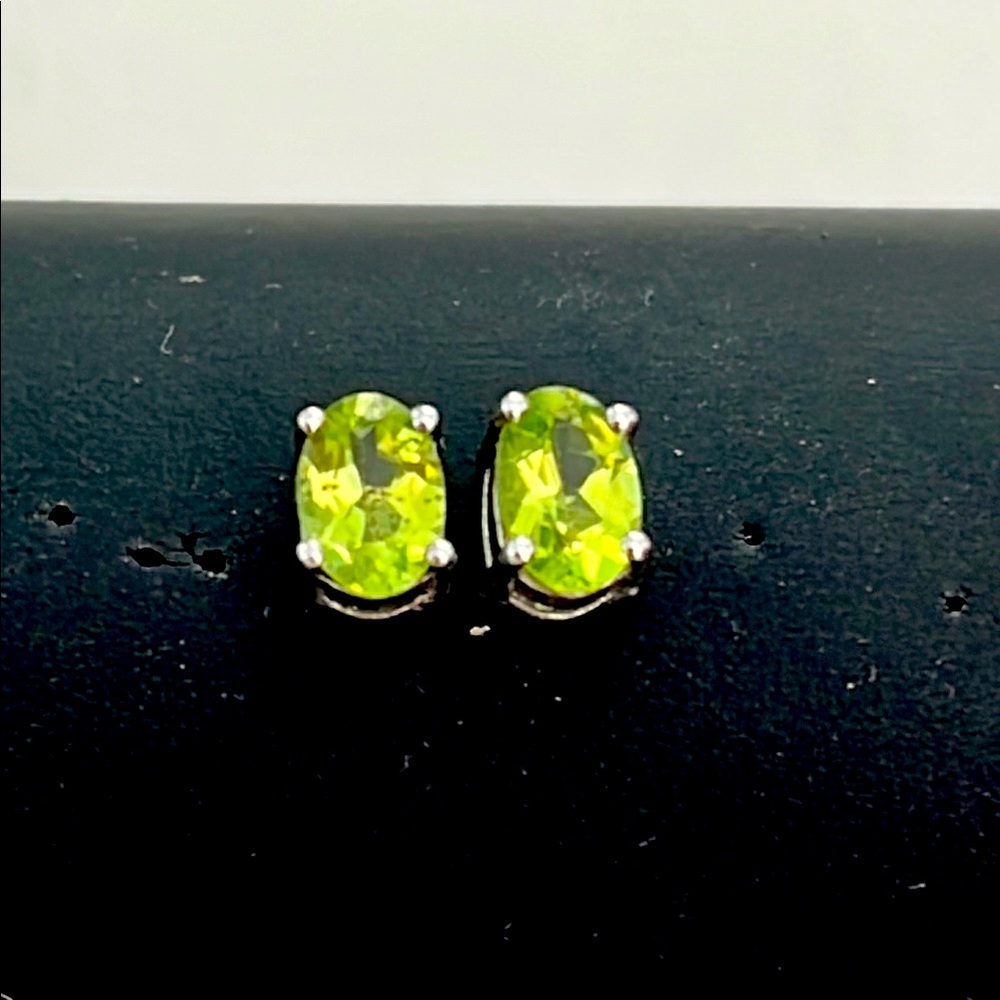 0.5 Ct Peridot 14KGP Stud Earrings